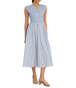 �j�b�N�A���h�]�[ ���f�B�[�X �g�b�v�X �����s�[�X V�l�b�N �h�J �L���b�v NIC + ZOE Amelia Embroidered Tile Split V-Neck Cap Sleeve Fit-And-Flare Dress Blue Multi �u���[