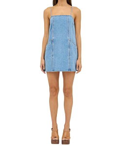 ���[���Y ���f�B�[�X �g�b�v�X �����s�[�X �~�j �m�[�X���[�u �f�j�� Rolla's Deco Denim Square Neck Sleeveless Mini Shift Dress Vintage Stone �X�g�[��