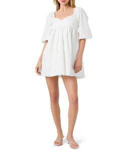 �t�����`�R�l�N�V���� ���f�B�[�X �g�b�v�X �����s�[�X �~�j �R�b�g�� French Connection Cambria Cotton Sweetheart Neck Puff Sleeve Mini Dressummer White �z���C�g