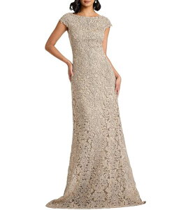 �^�_�V�V���[�W ���f�B�[�X �g�b�v�X �����s�[�X �L���b�v ���[�X Tadashi Shoji Cap Sleeve Corded Lace Gown Pumice