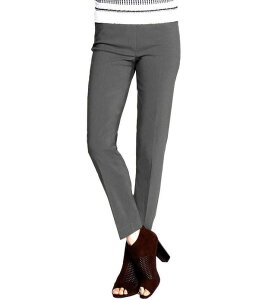 �}���`�v���Y ���f�B�[�X �{�g���X �J�W���A���p���c �X�g���[�g �A���N�� SlimsationR by Multiples Flat Front Straight Leg Pull-On Ankle Pants Charcoal �`���R�[��