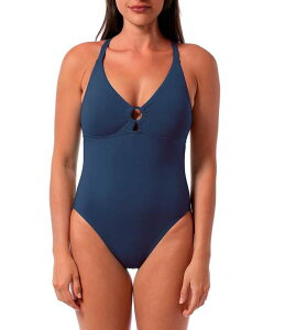 �W�����g�[�� ���f�B�[�X �g�b�v�X �����s�[�X V�l�b�N Jantzen Parisolid Ring V-Neck Tummy Control One Piece Swimsuit Patheon Blue �u���[