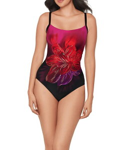 �~���N���X�[�c ���f�B�[�X �g�b�v�X �����s�[�X Miraclesuit Petali Rosa Starr Scoop Neck Underwire One Piece Swimsuit Black/Multi �u���b�N