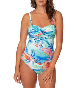 �W�����g�[�� ���f�B�[�X �g�b�v�X �����s�[�X Jantzen Sunset Spirit Flora Bandeau One Piece Swimsuit Cobalt �R�o���g