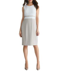 �J�X�p�[�� ���f�B�[�X �g�b�v�X �����s�[�X �Ђ��� Kasper Sheath Color Blocknee Length Dress Lily White/Summer Straw �z���C�g