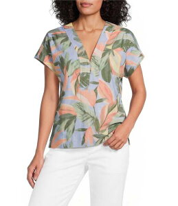 �g�b�~�[�o�n�} ���f�B�[�X �g�b�v�X �V���c V�l�b�N Tommy Bahama Beach Bloom Poplin V-Neck Short Sleeve Top Grape Pools �O���[�v