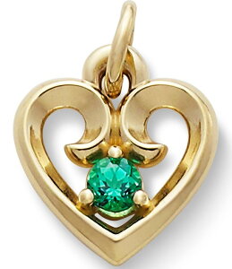 �W�F�[���Y �G�C�����[ ���f�B�[�X �A�N�Z�T���[ �l�b�N���X�E�`���[�J�[ James Avery Remembrance Heart with Lab-Created Charm Emerald/Gold �G�������h