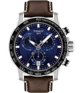 �e�B�\�b�g ���f�B�[�X �A�N�Z�T���[ �r���v ���U�[ Tissot Supersport Black Leather Strap Chronograph Watch Brown �u���E��