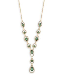 �W�o���V�[ ���f�B�[�X �A�N�Z�T���[ �l�b�N���X�E�`���[�J�[ ���[�X Givenchy Gold Tone Crystal Y Necklace Light Green �O���[��