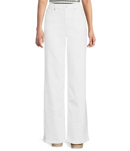 YMI �W�[���Y ���f�B�[�X �{�g���X �f�j���p���c ���C�h���b�O YMI Jeanswear Bella High Rise Wide Leg Denim Jeans White �z���C�g