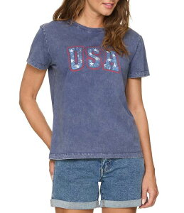 �t���b�O �A���h �A���Z�� ���f�B�[�X �g�b�v�X �V���c �j�b�g Flag and Anthem USA Knitee Navy �l�C�r�[