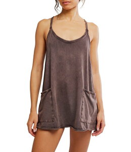 �t���[�s�[�v�� ���f�B�[�X �g�b�v�X �����s�[�X �~�j �m�[�X���[�u Free People FP Movement Hot Shot Scoop Neck Sleeveless Patch Pocket Mini Dress Chocolate �`���R���[�g