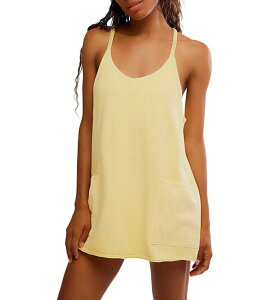 �t���[�s�[�v�� ���f�B�[�X �g�b�v�X �����s�[�X �~�j �m�[�X���[�u Free People FP Movement Hot Shot Scoop Neck Sleeveless Patch Pocket Mini Dressunlit Yellow �C�G���[