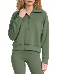 �X�p���N ���f�B�[�X �A�E�^�[ �R�[�g �n�[�t�W�b�v �W���P�b�g Spanx AirEssentialsR Coordinating Long Sleeve Half Zip Jacket Eucalyptus