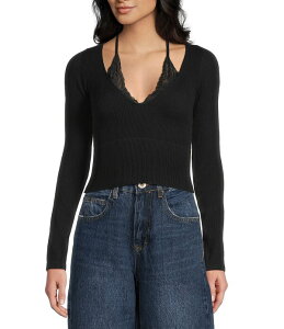 �A�[�o���A�E�g�t�B�b�^�[�Y ���f�B�[�X �g�b�v�X �V���c BDG Urban Outfitters Long Sleeve Seeing Double Top Black �u���b�N