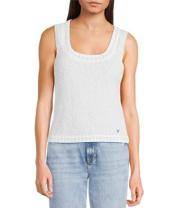 �Q�X ���f�B�[�X �g�b�v�X �V���c �g�[�� �Z�[�^�[ �m�[�X���[�u �j�b�g Guess Veronica Sleeveless Boucle Metallic Sweater Knitank Top White �z���C�g