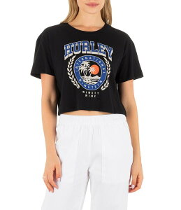 �n�[���[ ���f�B�[�X �g�b�v�X �V���c �N���b�v�h Hurley Academy Boxy Short Sleeve Cropped T-Shirt Black �u���b�N