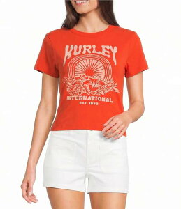�n�[���[ ���f�B�[�X �g�b�v�X �V���c �t�����[�� �v�����g �t�����[ �O���t�B�b�N Hurley Solice Topical Floral Print Short Sleeve Graphic Baby T-Shirt Cherry Tomato