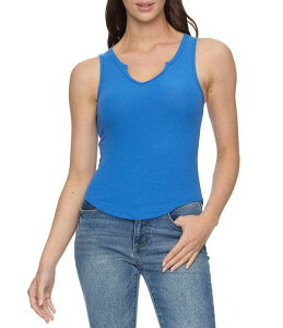 �t���b�O �A���h �A���Z�� ���f�B�[�X �g�b�v�X �V���c ���u �j�b�g Flag and Anthem Anna Notch Neck Ribbed Knitank Top Medium Blue �u���[