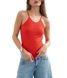 �g�b�v�V���b�v ���f�B�[�X �g�b�v�X �V���c ���u �j�b�g TOPSHOP Knit Ribbed Spaghetti Strap Scoop Neck Pullover Tank Top Red ���b�h