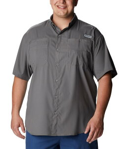 �R�����r�A �����Y �g�b�v�X �V���c �g�[�� ���� Columbia PFG Big & Tall TamiamiI Short-Sleeve Solid Shirt City Grey �O���[