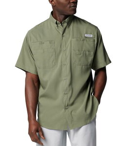 �R�����r�A �����Y �g�b�v�X �V���c �g�[�� ���� Columbia PFG Big & Tall TamiamiI Short-Sleeve Solid Shirt Cypress