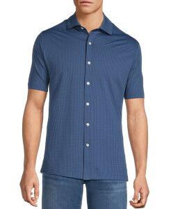 �n�[�g �V���t�i�[ �}���N�X �����Y �g�b�v�X �V���c Hart Schaffner Marx Luxury Performance The Driver Short Sleeve Solid Button Front Shirt Blue �u���[