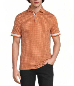 �����m �����Y �g�b�v�X �V���c �X�����t�B�b�g �v�����g Murano Liquid Luxury Slim Fit Printed Short Sleeve Polo Shirt Bright Orange �I�����W