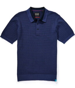 �X�R�b�`�A���h�\�[�_ �����Y �g�b�v�X �V���c �j�b�g Scotch & Soda Structured Knit Short Sleeve Polo Shirt Oceana