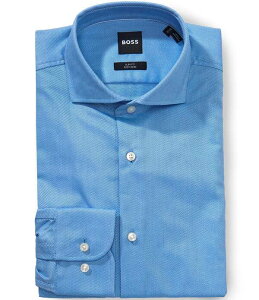 �q���[�S�{�X �����Y �g�b�v�X �V���c �X�����t�B�b�g Hugo Bosslim Fit Spread Collar Diagonal Stripe Dresshirt Light/Pastel Blue �u���[