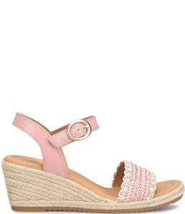 �\�t�g ���f�B�[�X �V���[�Y �X���b�|���E���[�t�@�[ �T���_�� ���U�[ Sofft Inez Leather Woven Detail Wedge Sandals Pink �s���N
