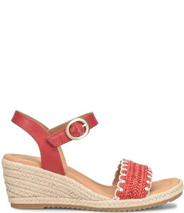 �\�t�g ���f�B�[�X �V���[�Y �X���b�|���E���[�t�@�[ �T���_�� ���U�[ Sofft Inez Leather Woven Detail Wedge Sandals Red ���b�h