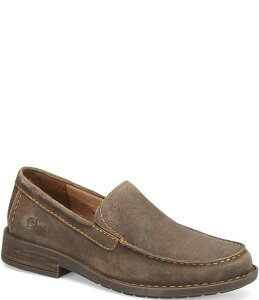 �{�[�� �����Y �V���[�Y �X���b�|���E���[�t�@�[ ���U�[ Born Men's Roger Distressed Leather Slip-On Loafers Taupe �g�[�v
