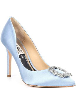 �o�b�W�F���[�~�V���J ���f�B�[�X �V���[�Y �p���v�X �T�e�� Badgley Mischka Cher Satin Jewel Brooch Ornamented Stiletto Pumps Azure Blue Satin �u���[