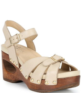 �_���X�R ���f�B�[�X �V���[�Y �T���_�� �A���N�� ���U�[ Dansko Alanna Studded Leather Ankle Wrap Wedge Sandals Vanilla