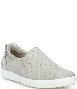 �G�R�[ ���f�B�[�X �V���[�Y �X�j�[�J�[ �L���e�B���O ���U�[ ECCO Soft 7 Quilted Leather Slip On Sneakers Beige �x�[�W��