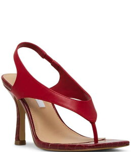 �X�e�B�[�u �}�f�� ���f�B�[�X �V���[�Y �q�[�� �T���_�� ���U�[ Steve Madden Improv Leather Thong Square Toe Croco Slingback Dressandals Red ���b�h