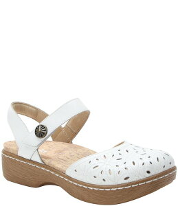 �A���O���A ���f�B�[�X �V���[�Y �T���_�� �A���N�� ���U�[ Alegria Opalaser Cut Leather Ankle Strap Clogs White Breeze �z���C�g