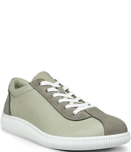 �G�R�[ ���f�B�[�X �V���[�Y �X�j�[�J�[ ���[�X ���U�[ ECCO Women'soft Zero Leather Lace Up Sneakers Green �O���[��
