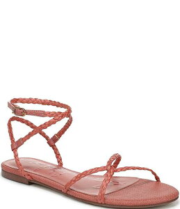 �T���G�f���}�� ���f�B�[�X �V���[�Y �T���_�� Sam Edelman Ellina Braided Raffia Strappy Flat Sandals Indie Pink �s���N