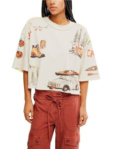 �t���[�s�[�v�� ���f�B�[�X �g�b�v�X T�V���c �N���[�l�b�N �O���t�B�b�N Free People We The Free Mountain View Crew Neck Short Sleeve Graphic Tee Ivory Combo �A�C�{���[