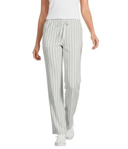 �A�x���`���� ���f�B�[�X �{�g���X �J�W���A���p���c ���C�h���b�O �v�����g Aventura Breezy Woven Stripe Print Mid Rise Wide Leg Pull-On Pants White �z���C�g