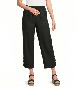 �A�� �}�C���X ���f�B�[�X �{�g���X �J�W���A���p���c �A���N�� Ali Miles Woven Button Detail Pull-On Ankle Pants Black �u���b�N