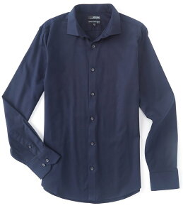 �����m �����Y �g�b�v�X �V���c Murano Wardrobe Essentials Slim-Fit Textured Spread-Collar Woven Sportshirt Dark Navy �l�C�r�[