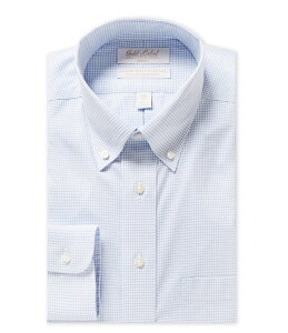 ���E���h�g�D���[�A���h���[�N �����Y �g�b�v�X �V���c �_�E�� Gold Label Roundtree & Yorke Non-Iron Slim-Fit Button-Down Collar Grid-Checked Dress Shirt Blue/White �z���C�g