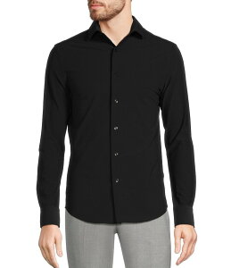 �����m �����Y �g�b�v�X �V���c �W���[�W�[ Murano Collezione Eurojersey Slim-Fit Performance Stretch Solid Textured Long Sleeve Woven Shirt Black �u���b�N