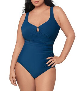 �~���N���X�[�c ���f�B�[�X �g�b�v�X �����s�[�X �v���X�T�C�Y Miraclesuit Plusize Must Haves Underwire Bra Front Keyhole Tank One Piece Swimsuitwilight