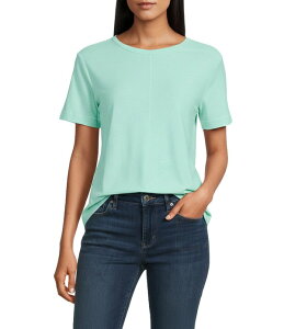 �E�G�X�g�o�E���h ���f�B�[�X �g�b�v�X T�V���c �N���[�l�b�N �v�` �j�b�g Westbound Petite Size Slub Knit Stiched Raw Hem Short Sleeve Crew Neck Top Cabbage