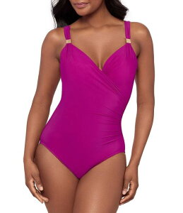 �~���N���X�[�c ���f�B�[�X �g�b�v�X �����s�[�X V�l�b�N Miraclesuit Razzle Dazzle Siren Underwire Shaping V-Neck One Piece Swimsuit Framboise Pink �s���N