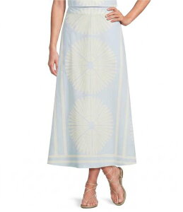 �M�u�\���A���h���e�B�}�[ ���f�B�[�X �{�g���X�J�[�g A ���C�� �v�����g �~�f�B Gibson & Latimer Woven Geometric Fan Print Mid Rise A-Line Flounce Midi Coordinating Skirt Light Blue �u���[